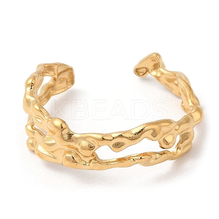 304 Stainless Steel Twist Open Cuff Rings RJEW-K248-11G-1