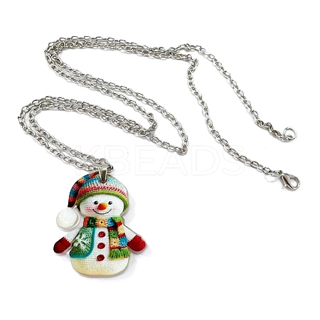 Christmas Snowman Acrylic Pendant Necklaces & Dangle Earrings Sets WG13ED8-03-1