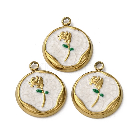 304 Stainless Steel Enamel Pendants STAS-P406-18G-01-1