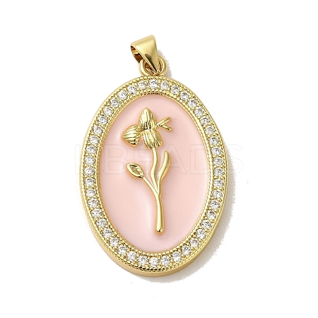 Brass Micro Pave Cubic Zirconia Pendants KK-C058-08G-1
