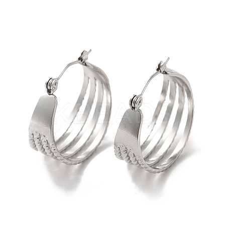 Non-Tarnish 304 Stainless Steel Multi Lines Hoop Earrings for Women EJEW-K243-04P-1