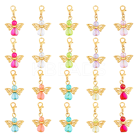 40Pcs 10 Colors Angel Acrylic Pendant Decorations HJEW-PH02043-1