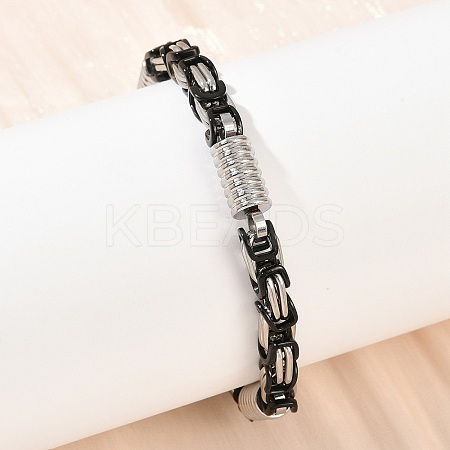 201 Stainless Steel Byzantine Chain Bracelets for Men Women BJEW-B143-10EBP-1