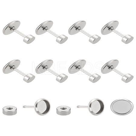 10Pcs 304 Stainless Steel Studs Earrings Findings EJEW-LP0001-11-1