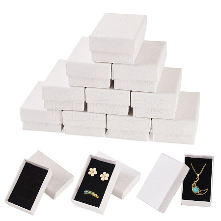 Litchi Textured Paper Jewelry Ring Earrings Storage Boxes CON-TAC0001-22B-1