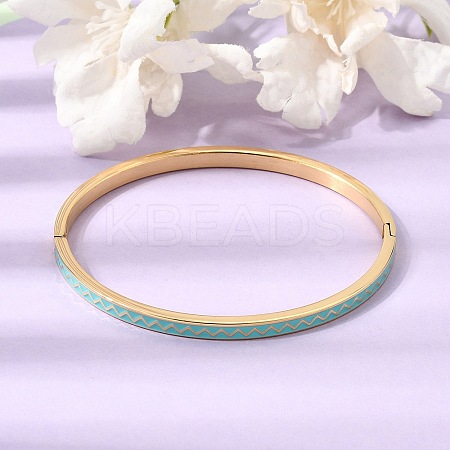 304 Stainless Steel Enamel Hinged Cuff Bangles for Women SA-CBAC920-15G-01F-1