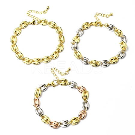Rack Plating Brass Coffee Bean Chain Bracelet for Women RJEW-D078-08-1
