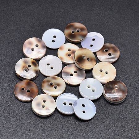 2-Hole Flat Round Shell Buttons BUTT-O016-A-01-1