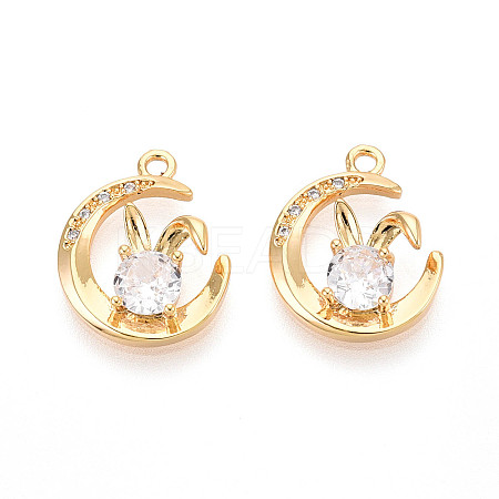 Brass Micro Pave Cubic Zirconia Pendants KK-N263-49G-1