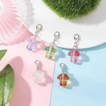 Handmade Lampwork Mushroom Pendant Decorations HJEW-JM03390-1