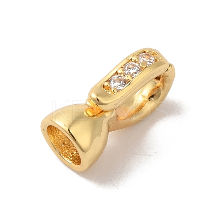 Brass Micro Pave Clear Cubic Zirconia Fold Over Clasps KK-H483-08G-1
