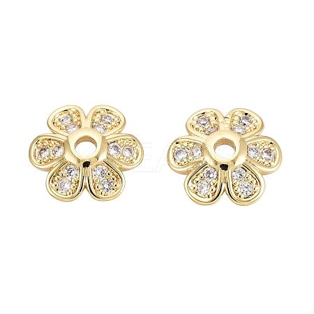 Brass Micro Pave Clear Cubic Zirconia Bead Caps KK-Q071-07G-02-1