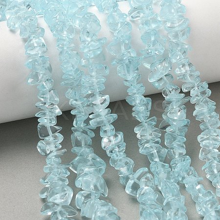 Imitation Aquamarine Glass Chip Beads Strands GLAA-C041-01-1