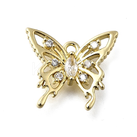 Brass Micro Pave Cubic Zirconia Charms KK-Q048-04G-1