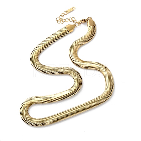 316 Surgical Stainless Steel Flat Snake Chain Necklaces LS-NJEW-P324-01G-1