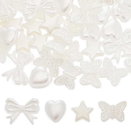 80G 4 Style ABS Plastic Imitation Pearl Beads KY-SC0001-69-1