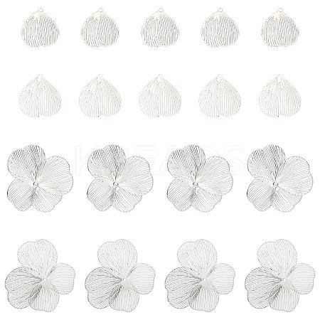 40Pcs 4 Styles Iron Etched Metal Embellishments Pendants IFIN-CJ0001-81-1