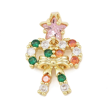 Christmas Brass Micro Pave Cubic Zirconia Pendants LS-KK-H518-03B-G-1