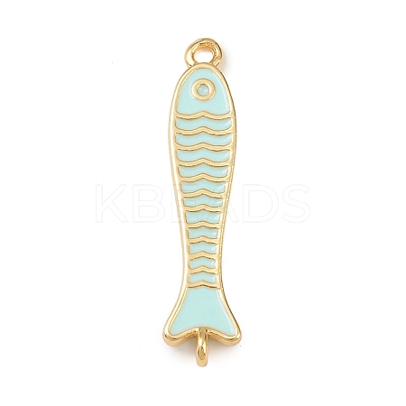 Brass Enamel Fish Connector Charms KK-L255-15G-02-1