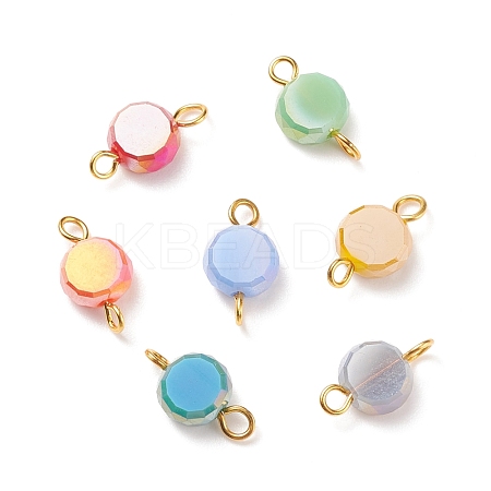 Electroplate Opaque Glass Connector Charms PALLOY-JF01537-1