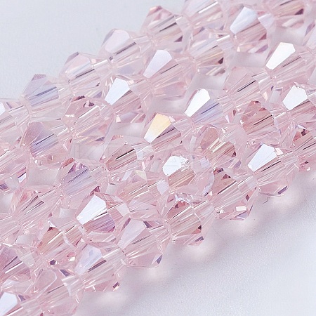 Transparent Electroplate Glass Beads Strands GLAA-F029-3mm-A26-1