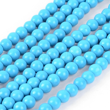 1 Strand Dyed Deep Sky Blue Round Synthetic Turquoise Beads Strands X-TURQ-G106-6mm-02F-1