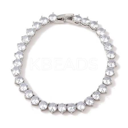 Brass with Cubic Zirconia Link Bracelets BJEW-Q350-01P-1