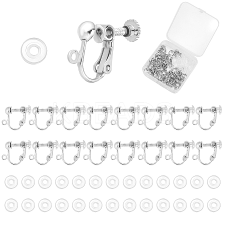 40Pcs Brass Screw Clip Earring Converter KK-ME0001-27P-1