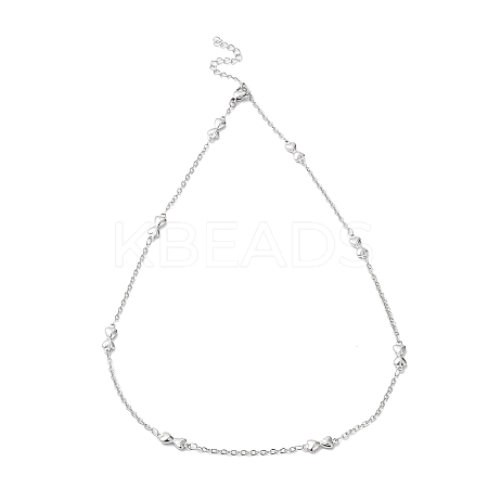 304 Stainless Steel Bowknot Link Chain Necklace NJEW-K249-07P-1