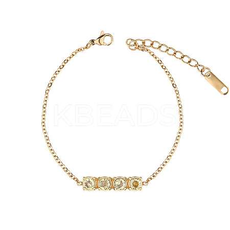 Rectangle Cubic Zirconia Link Bracelets HU1791-5-1