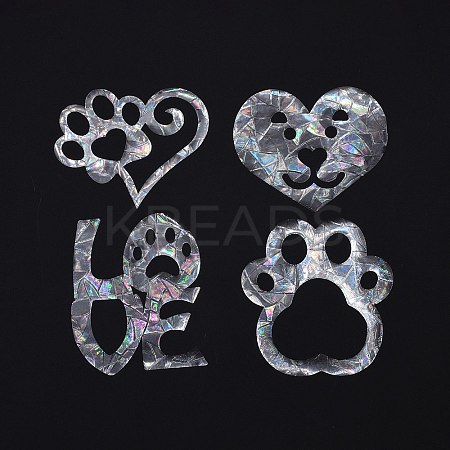 Custom Paw & Heart & Word Love Shape Waterproof PVC Laser Adhesive Stickers DIY-WH0256-004-1
