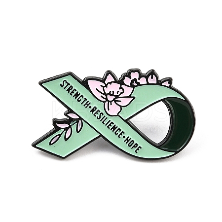 Strencth & Resilience & Hope Awareness Ribbon with Flower Enamel Pins LS-JEWB-D306-02EB-1