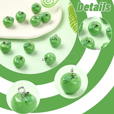 10Pcs Apple Resin Charms RESI-YW0005-26A-1