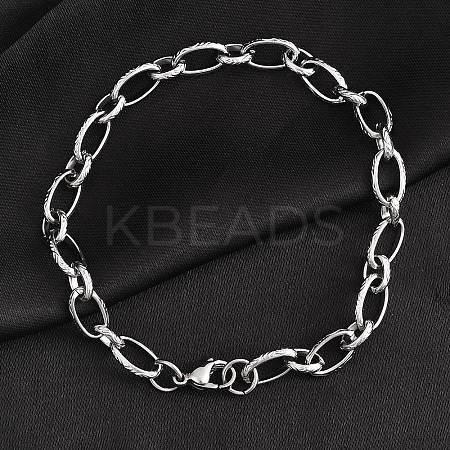 Tarnish Resistant Fashionable 304 Stainless Steel Engraved Vine Mother-son Chain Bracelets STAS-A028-B101P-1