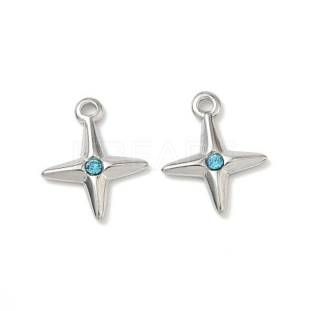 304 Stainless Steel Rhinestone Pendants STAS-L308-04A-P-1