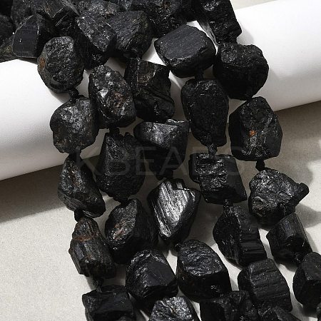 Raw Rough Natural Black Tourmaline Beads Strands G-B172-A01-1