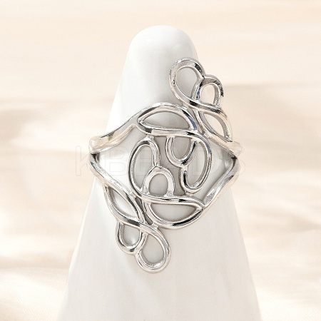 304 Stainless Steel Open Cuff Rings for Women RJEW-U061-02P-1