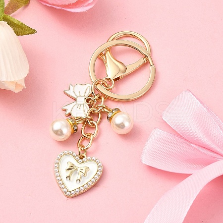 Heart & Bowknot Alloy Enamel Pendant Keychain KEYC-YW00133-01-1