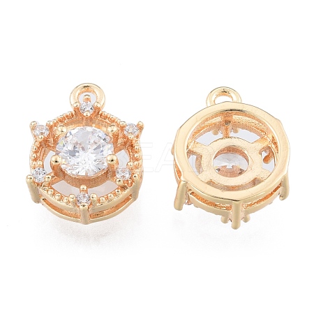 Brass Micro Pave Clear Cubic Zirconia Charms KK-N216-556LG-1