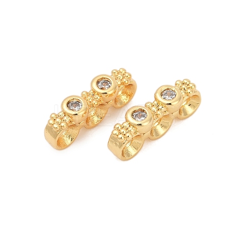 Brass Micro Pave Clear Cubic Zirconia Spacer Bars KK-P302-21B-G-1