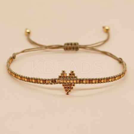 Handmade MIYUKI Glass Seed Bead Heart Braided Bracelets for Women LI3804-3-1