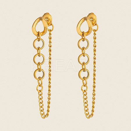 304 Stainless Steel Chain Tassel Stud Earrings for Women IO3537-1-1