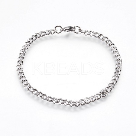 Tarnish Resistant 304 Stainless Steel Curb Chain Bracelets BJEW-P236-11P-1