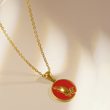 Stylish 304 Stainless Steel Enamel Enamel Pendant Necklaces ZI7036-1-1