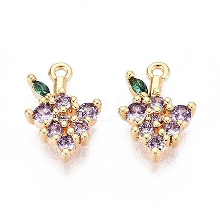 Brass Micro Pave Cubic Zirconia Pendants KK-T074-86G-1