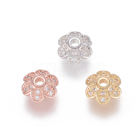 Brass Micro Pave Cubic Zirconia Fancy Bead Caps ZIRC-K080-05-1