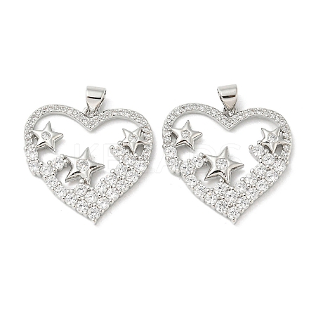 Rack Plating Brass Micro Pave Cubic Zirconia Pendants KK-F869-22P-1