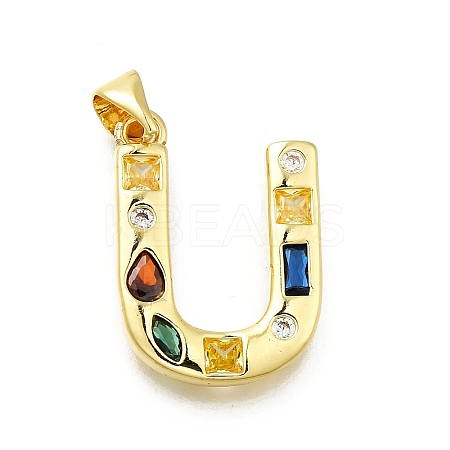 Brass Micro Pave Clear Cubic Zirconia Pendants KK-G521-01G-U-01-1