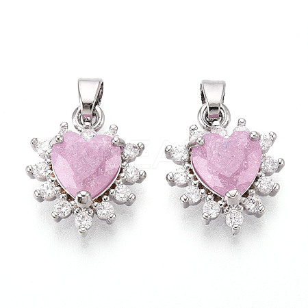 Brass Micro Pave Cubic Zirconia Pendants KK-N264-09P-1