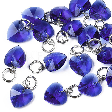 Faceted Transparent Glass Charms GLAA-T024-04C-1